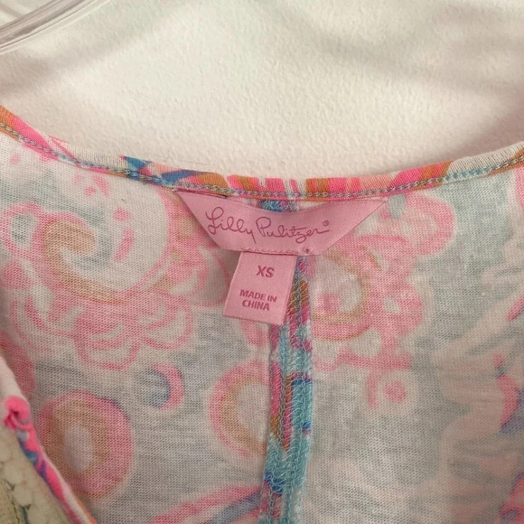 Lilly Pulitzer Pink V-Neck Pom Pom Too Much Bubbly Cotton Harper Shift Dress - Picture 3 of 6